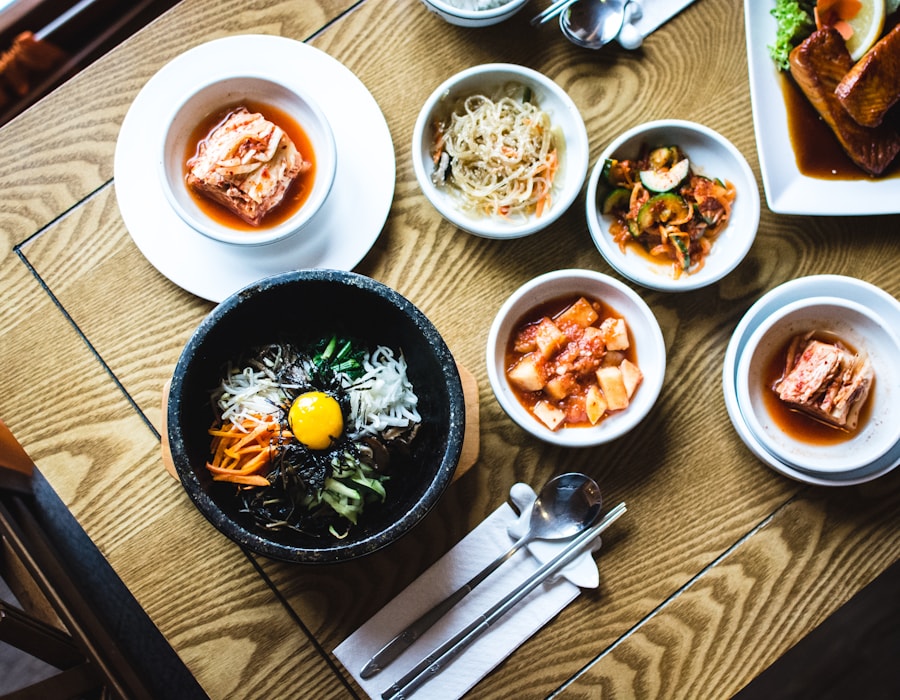 Korean food table spread